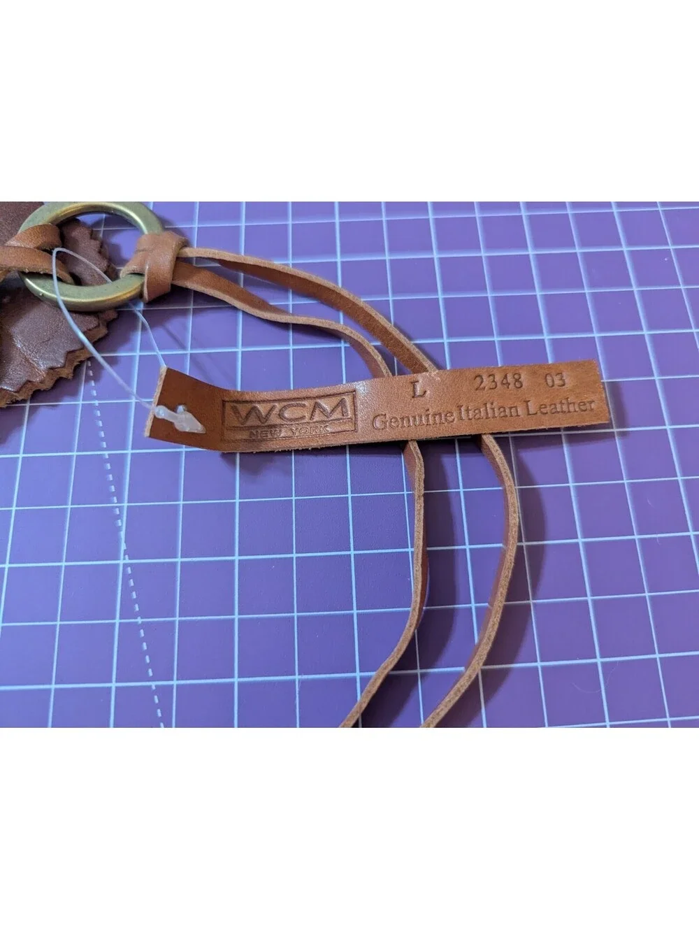 WCM New York Size L Belt Genuine Leather Cowhide Fur
